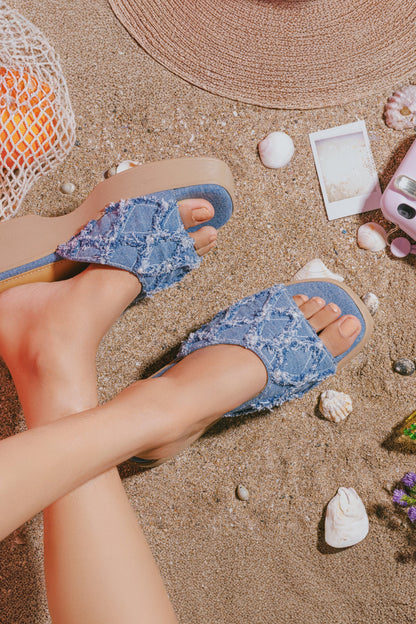 Blue Dahlia Wedge Sandals
