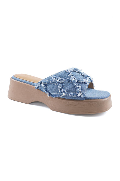 Blue Dahlia Wedge Sandals