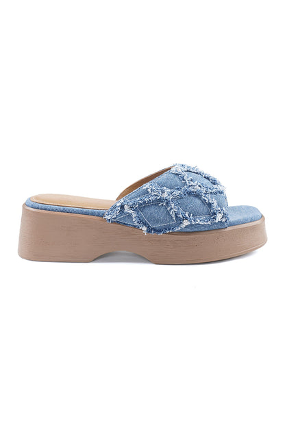 Blue Dahlia Wedge Sandals