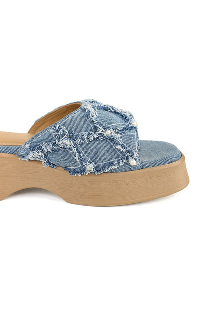 Blue Dahlia Wedge Sandals