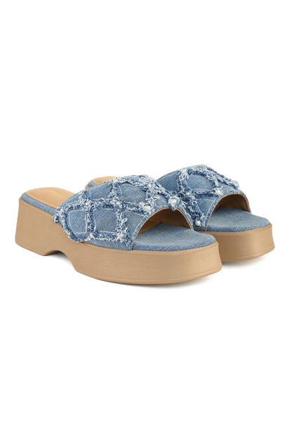 Blue Dahlia Wedge Sandals