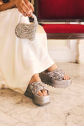 Bejewelled Barfi Wedge Sandals
