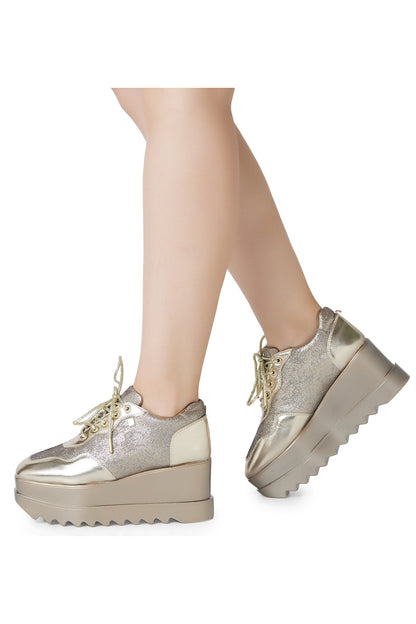 Metallic Mela Wedge Sneakers