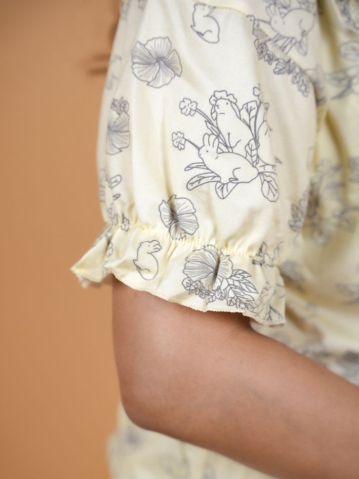 Vintage Bloom Lace Pure Cotton Padded Shorts Set
