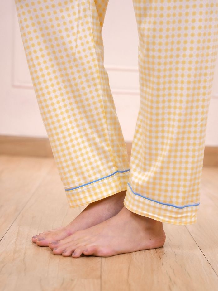 Butterscotch Heart Grid 3 Piece Nightsuit Set