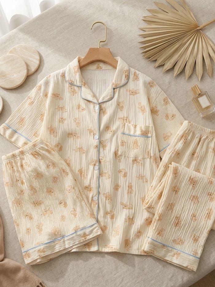 Soft Haven Cozy Bear 3 piece Nightsuit Set