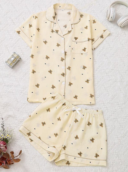 Honey Bear Cotton-Blend Shorts Set