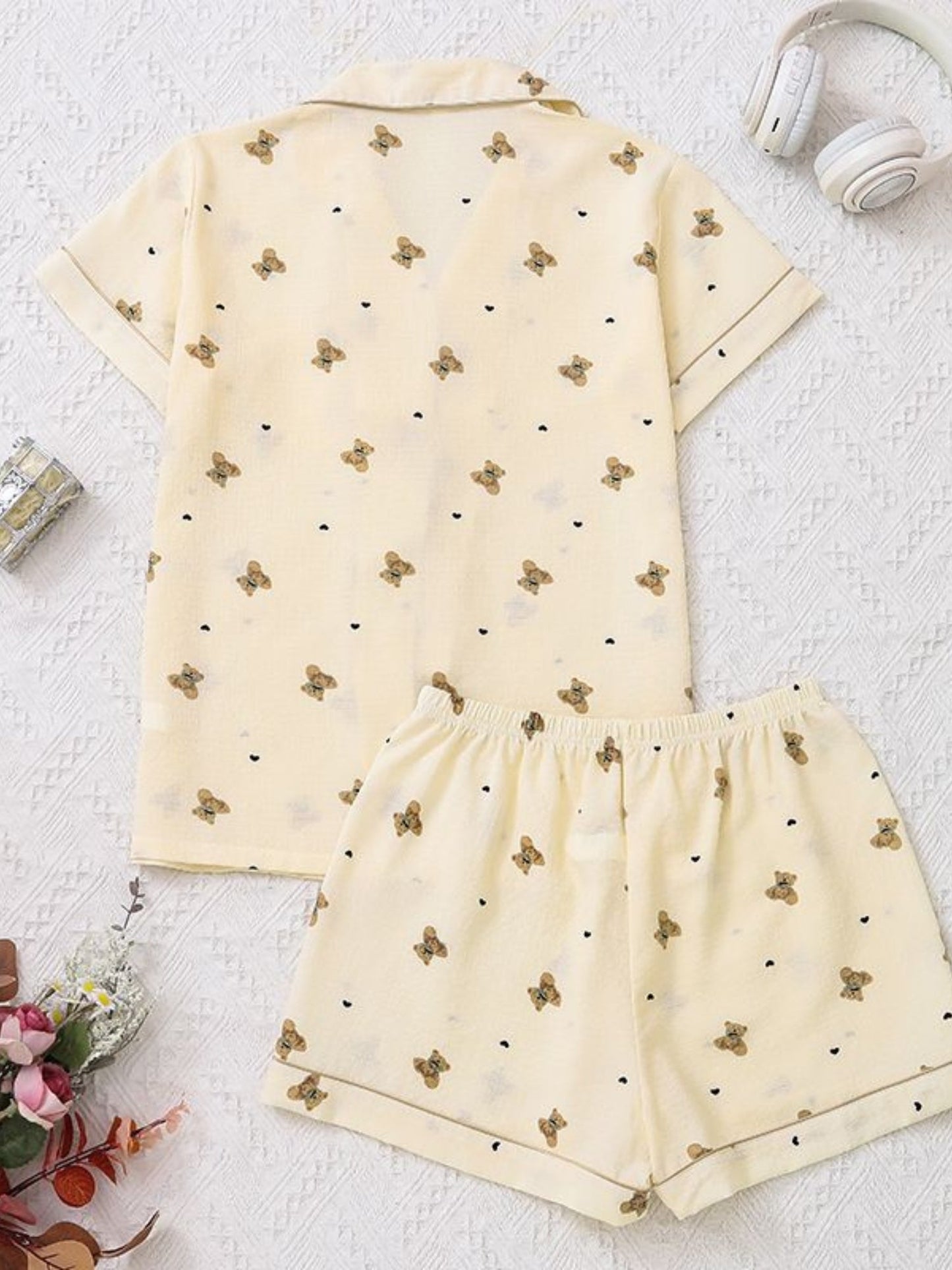 Honey Bear Cotton-Blend Shorts Set