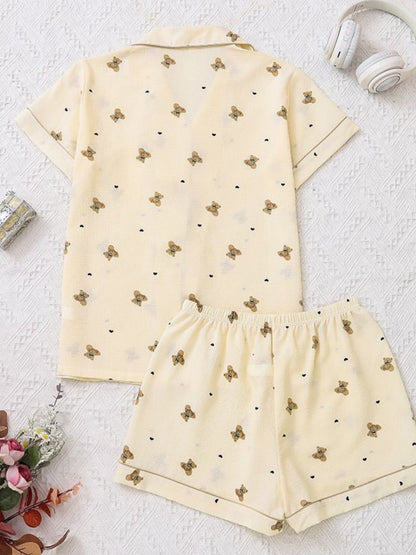 Honey Bear Cotton-Blend Shorts Set