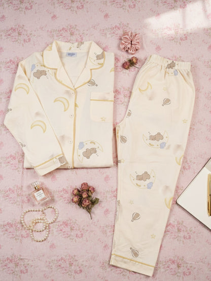Lunar Dream Bubble-Cotton Nightsuit Set, Luna