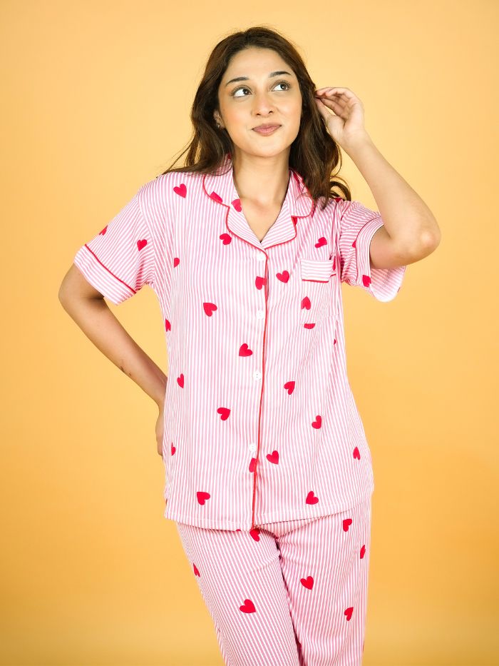 Sweetheart Soft Stripe Nightsuit Set