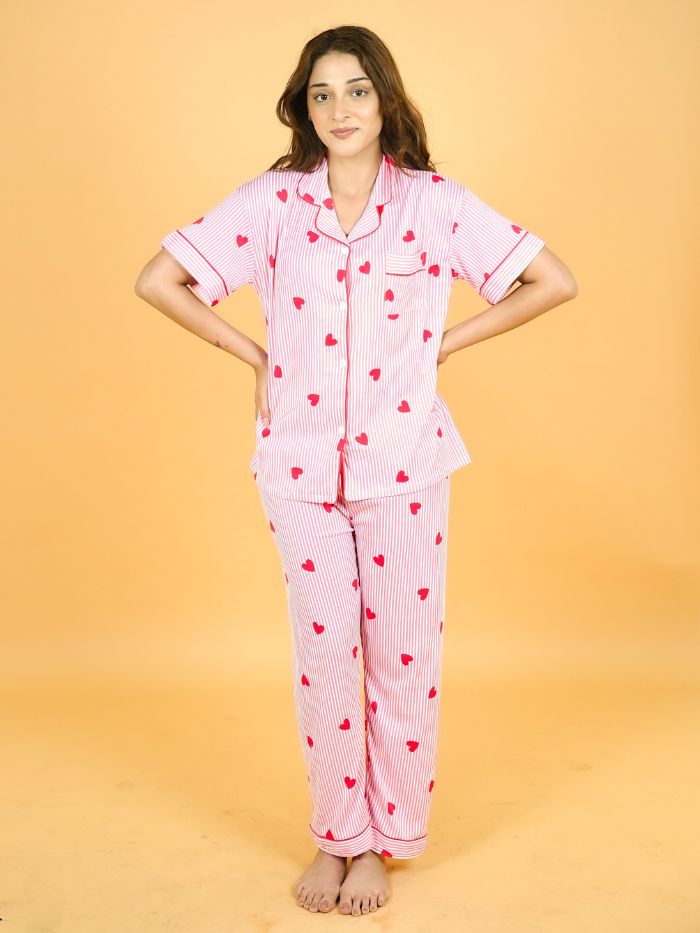 Sweetheart Soft Stripe Nightsuit Set