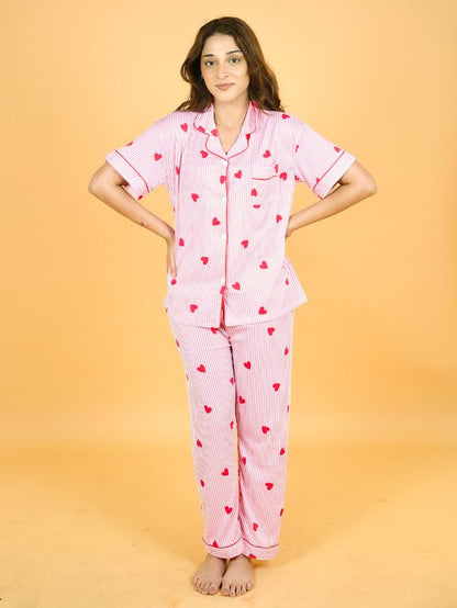 Sweetheart Soft Stripe Nightsuit Set