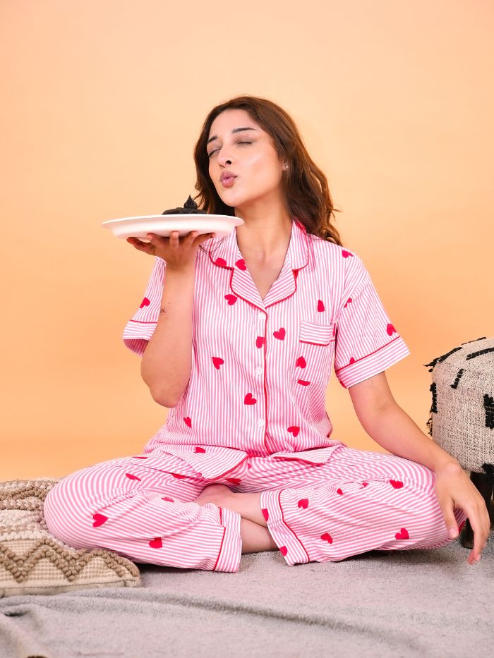 Sweetheart Soft Stripe Nightsuit Set