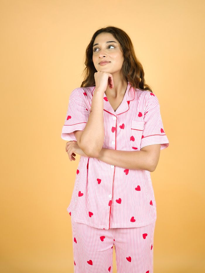 Sweetheart Soft Stripe Nightsuit Set