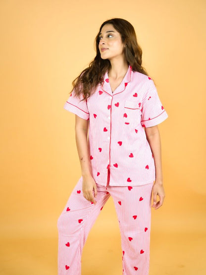 Sweetheart Soft Stripe Nightsuit Set