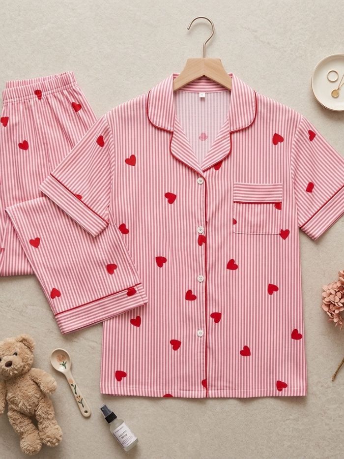 Sweetheart Soft Stripe Nightsuit Set