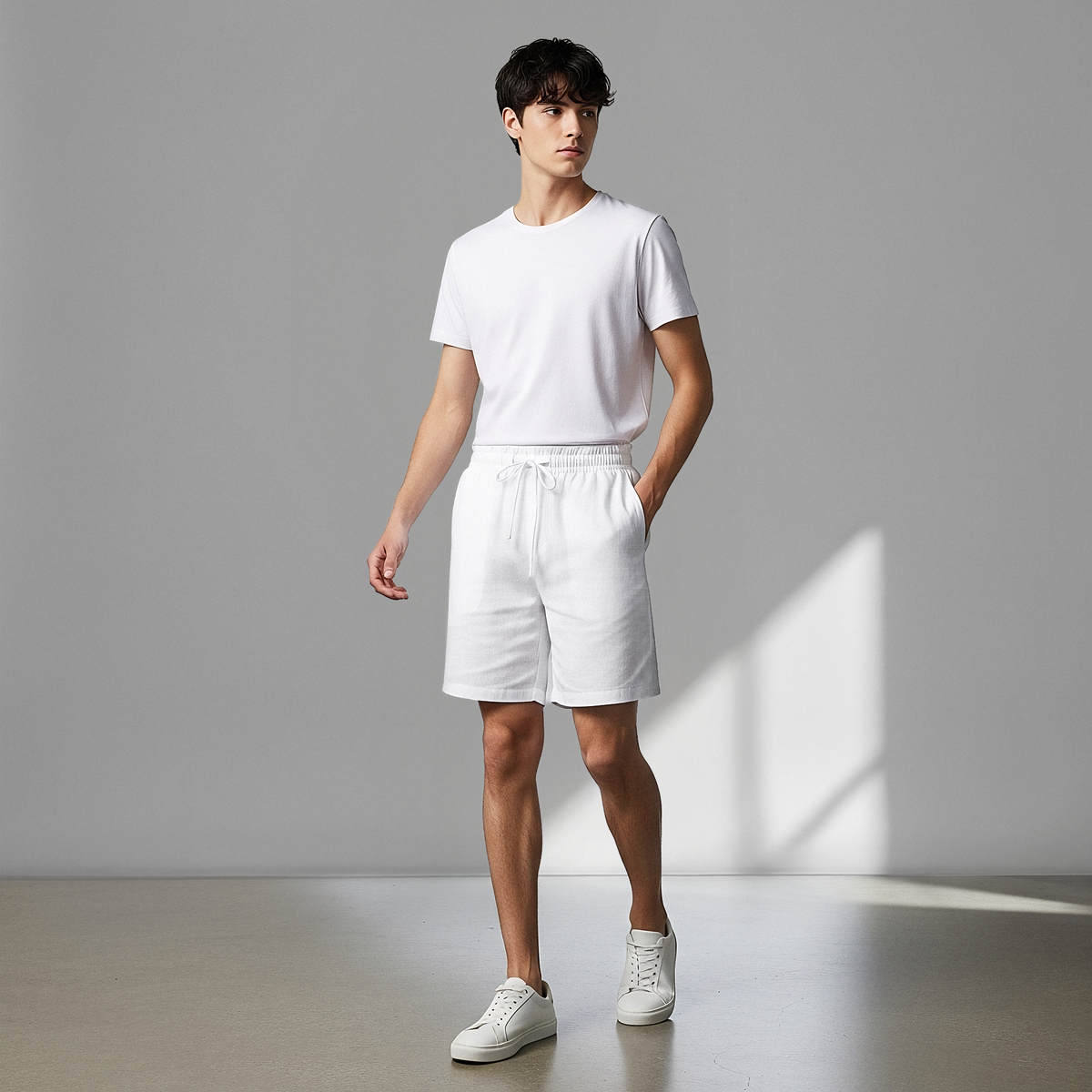 Men's Linen Blend Shorts - White