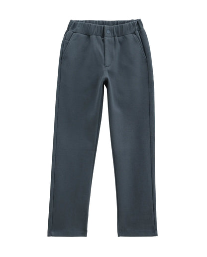 Rare Ones Kids Aura Dusky Blue Cotton Fabric Button And Zipper Closure Straight Fit Trouser