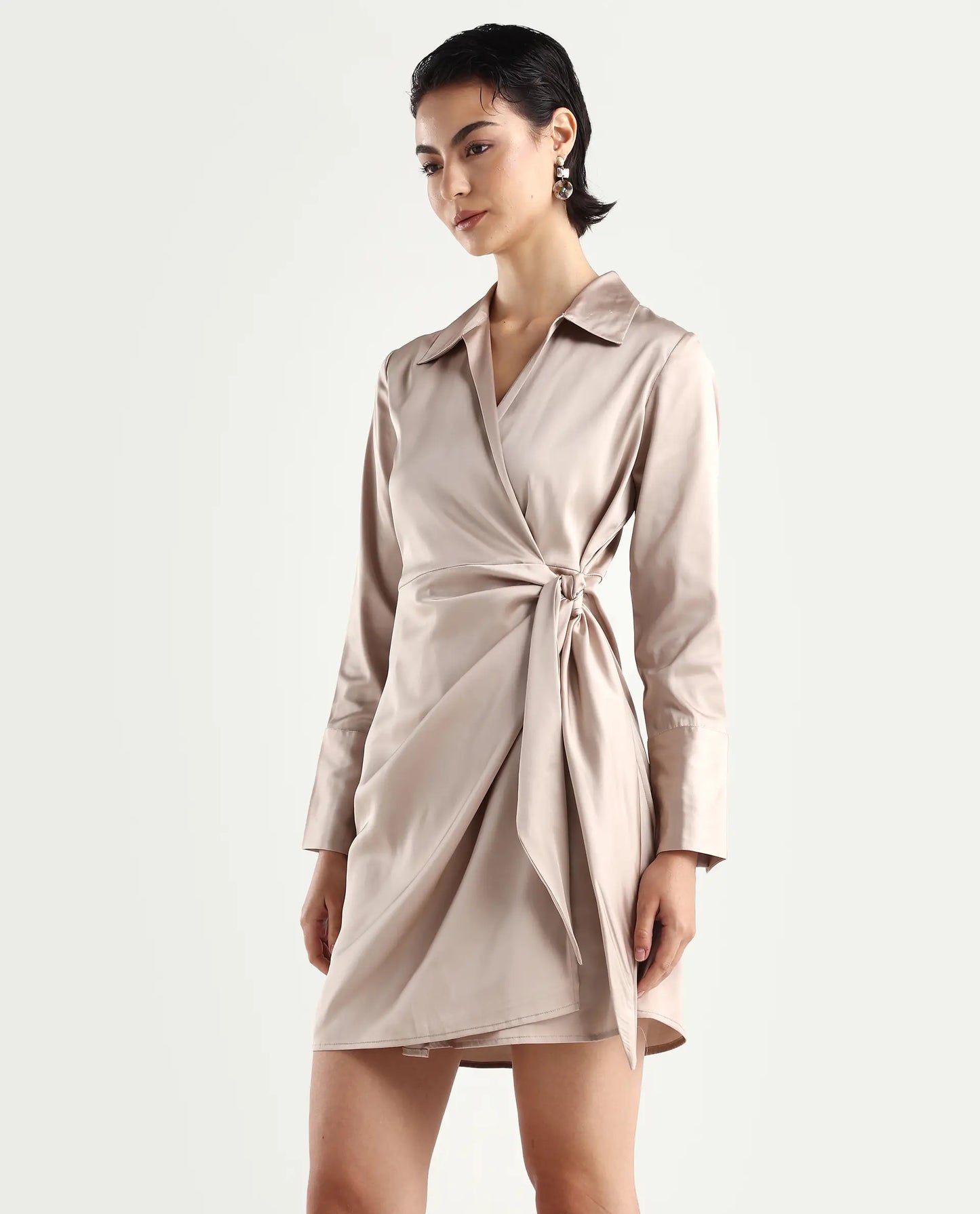 Rareism Women's Avigin Beige Polyester Fitted Mini Dress | RAREISM at Broadway
