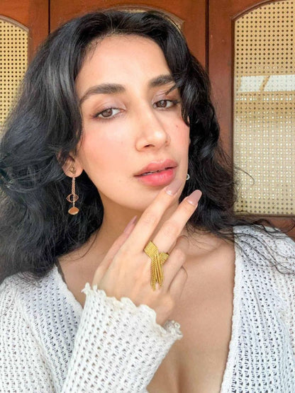 Adjustable Gold Tassel Ring | Nish Hair X Evil Eye Jewel