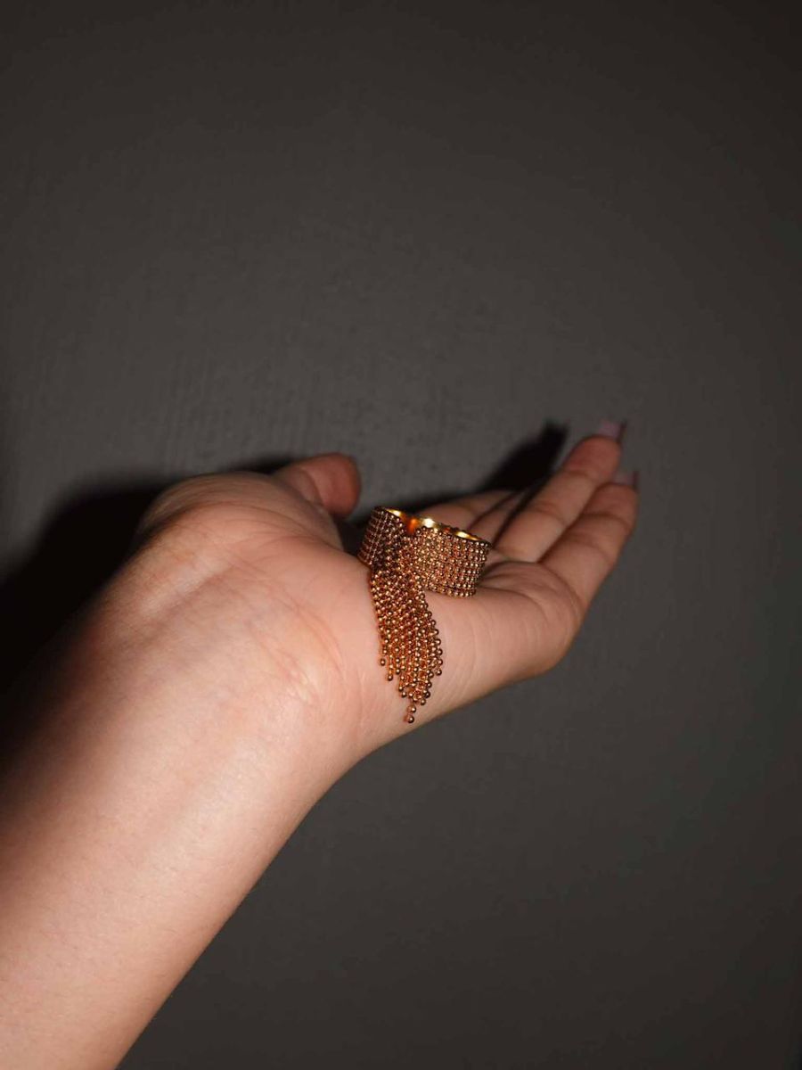 Adjustable Gold Tassel Ring | Nish Hair X Evil Eye Jewel