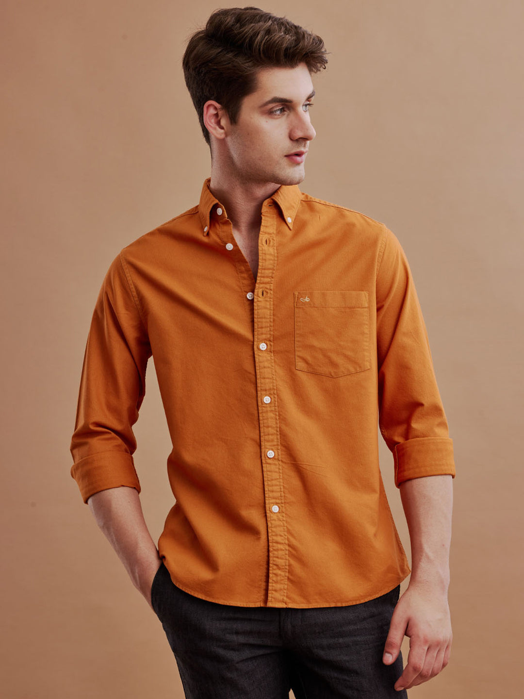 Aldeno Men Oxford Mustard Casual Shirt (GULIA)