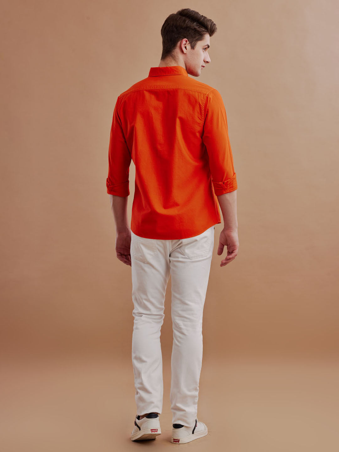 Aldeno Men Oxford Bright Orange Casual Shirt (GESTO)
