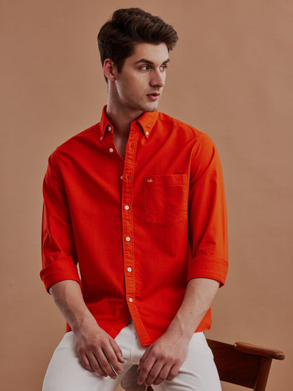 Aldeno Men Oxford Bright Orange Casual Shirt (GESTO)
