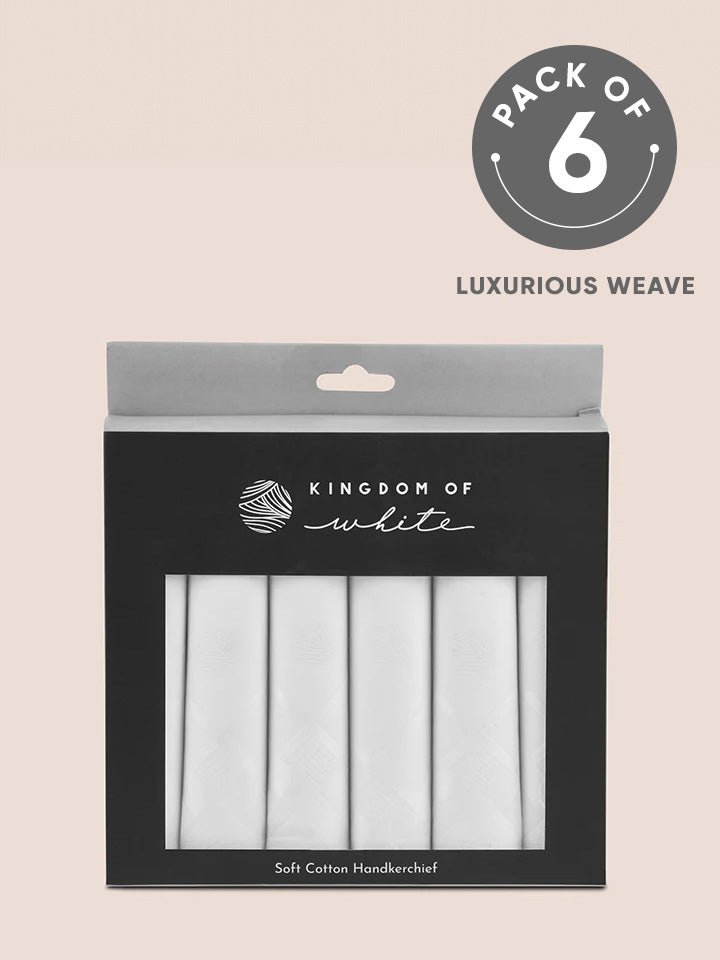 Alpine White Solid Cotton Handkerchiefs (Pack Of 6) | Kingdom Of White at Broadway