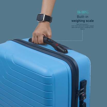 Carriall Groove Polypropylene (75 cm) Blue Smart Check-in Trolley Luggage with inbuilt Weighing Scale