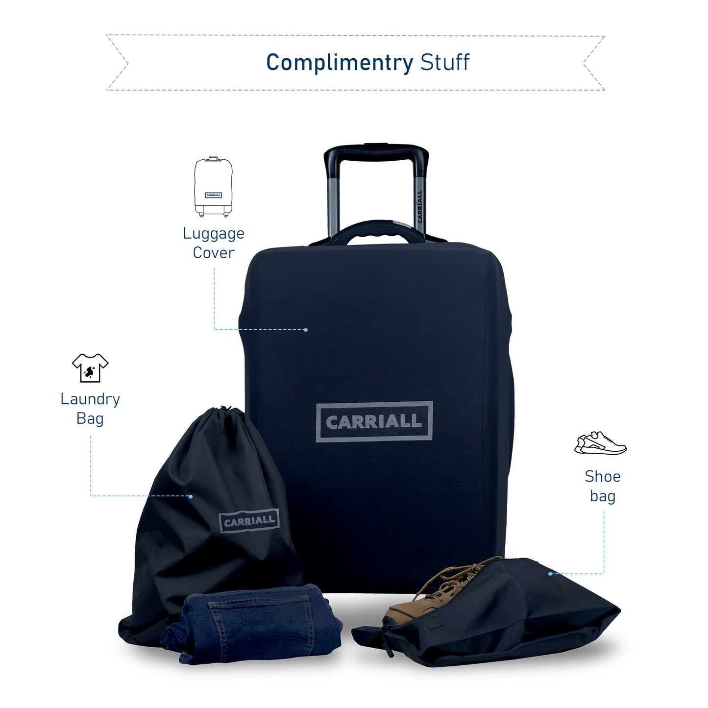 Carriall Groove Polypropylene (55 cm) Blue Smart Cabin Trolley Luggage with inbuilt Weighing Scale