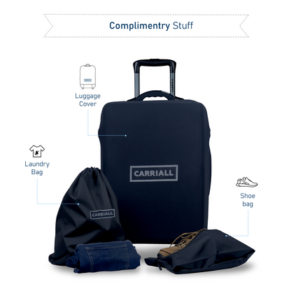 Carriall Groove Polypropylene (55 cm) Blue Smart Cabin Trolley Luggage with inbuilt Weighing Scale