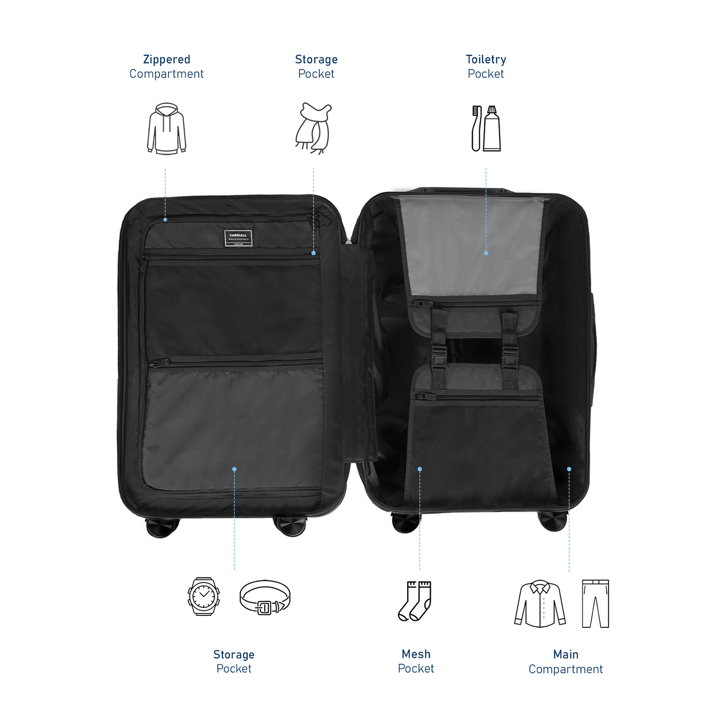 Carriall Groove Polypropylene (75 cm) Grey Smart Check-in Trolley Luggage with inbuilt Weighing Scale