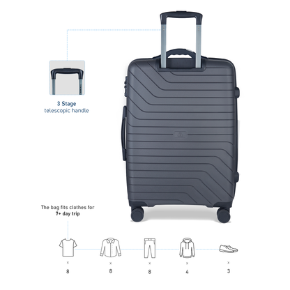 Carriall Groove Polypropylene (75 cm) Grey Smart Check-in Trolley Luggage with inbuilt Weighing Scale