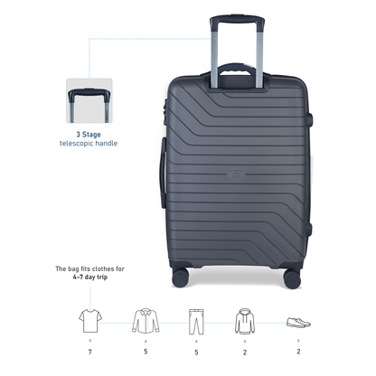 Carriall Groove Polypropylene (65 cm) Grey Smart Check-in Trolley Luggage with inbuilt Weighing Scale