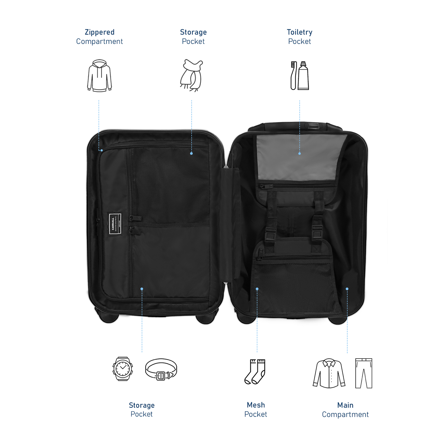 Carriall Groove Polypropylene (55 cm) Grey Smart cabin Luggage with inbuilt Weighing Scale