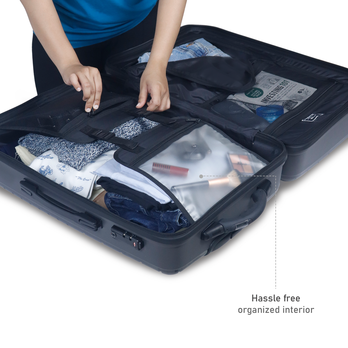 Carriall Groove Polypropylene (55 cm) Grey Smart cabin Luggage with inbuilt Weighing Scale