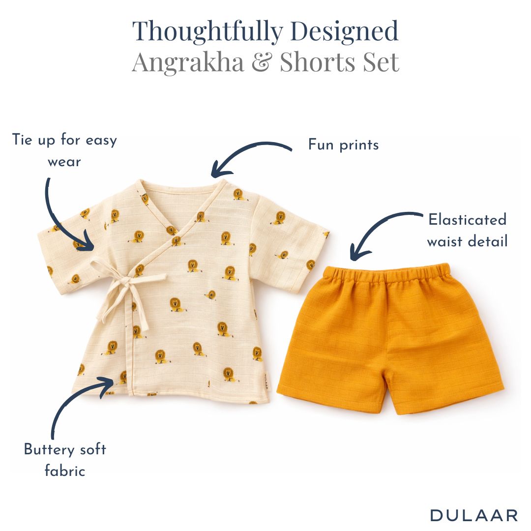 Organic Muslin Angrakha & Shorts Set