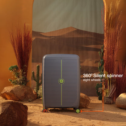 Nasher Miles Dubai TSA Lock Hard-Sided Polypropylene Check-in Luggage 28 inch | 75cm | 8 Wheels Small Trolley Bag for Travel | Suitcase (Grey Green)