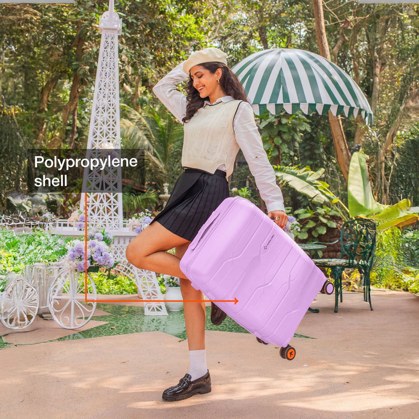 Nasher Miles Paris Hard-Sided Polypropylene Check-in Luggage 28 inch | 75cm | 8 Wheels Large Trolley Bag for Travel | Suitcase (Purple)