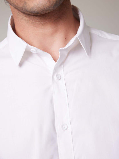 Wrinkle Free Premium Stretch White Shirt - Wave