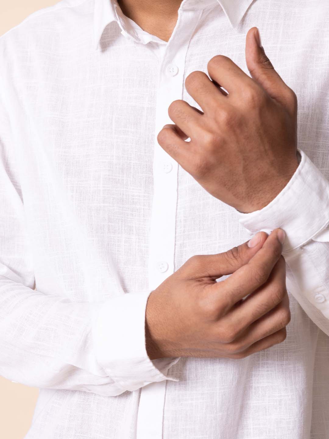 White Solid Slub Shirt | Kingdom Of White at Broadway