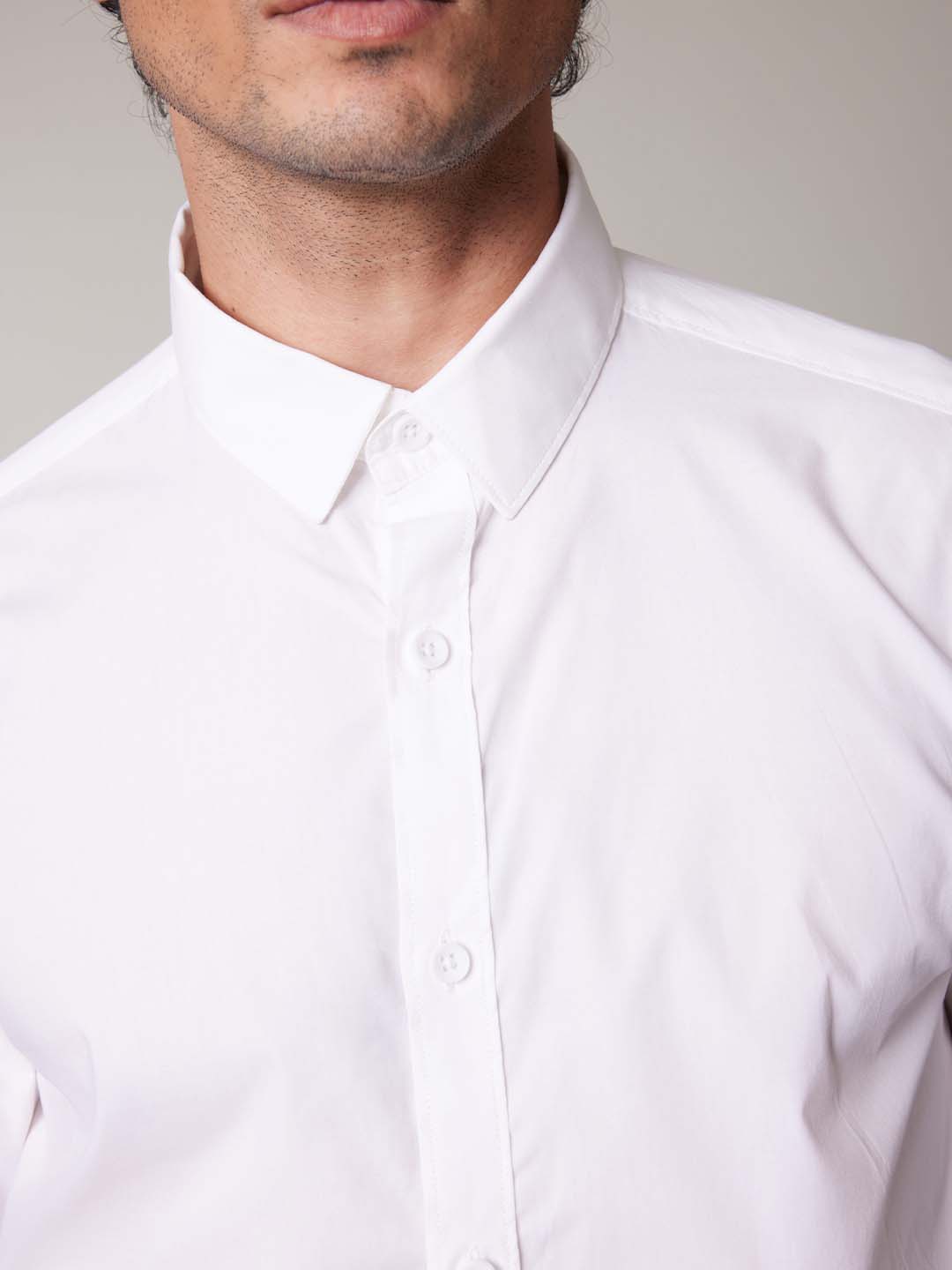 Wrinkle Free Premium Stretch White Shirt - Wave