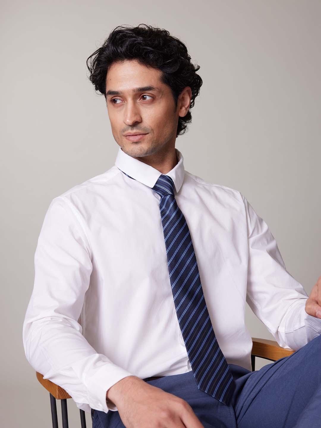 Wrinkle Free Premium Stretch White Shirt - Wave