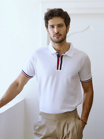 White Striped Polo T-shirt