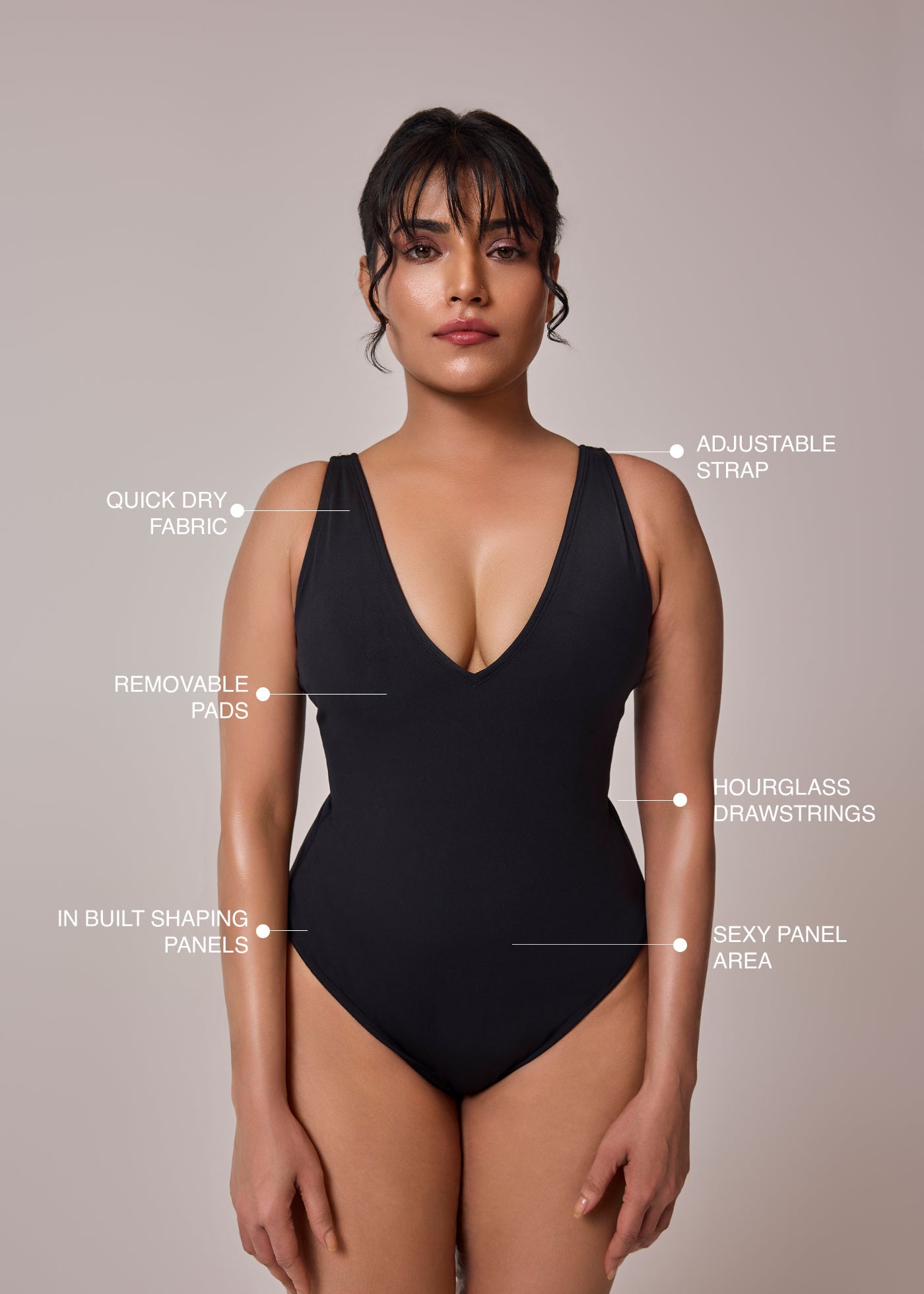 Plunge Neck Shapewear Swimsuit