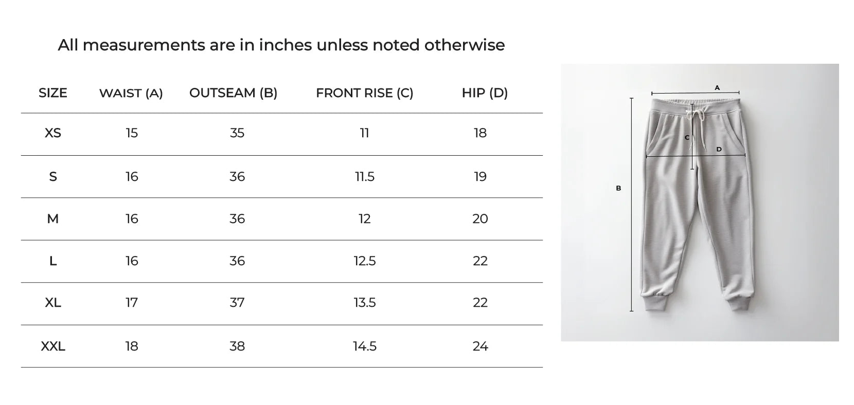 Size Chart for Steam Punk Grey