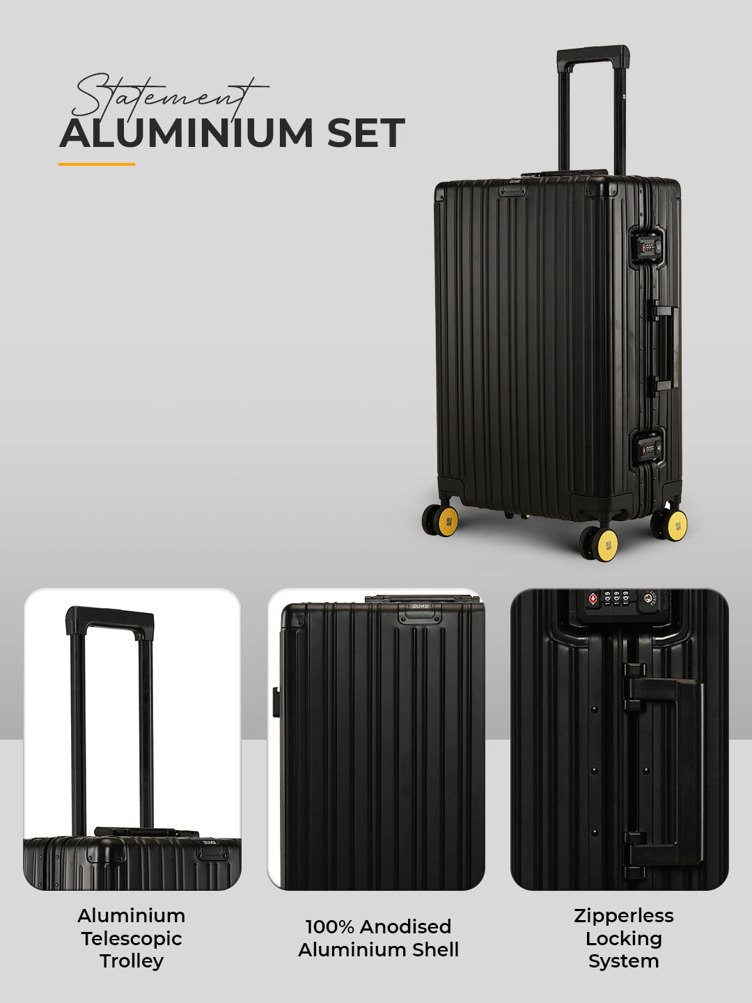 Aluminium Black Check-In Medium