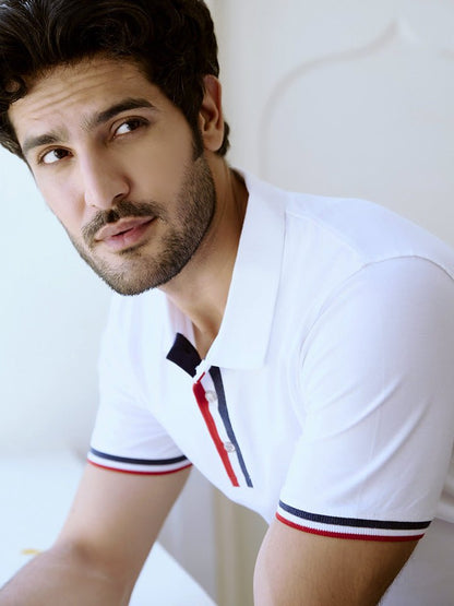 White Striped Polo T-shirt